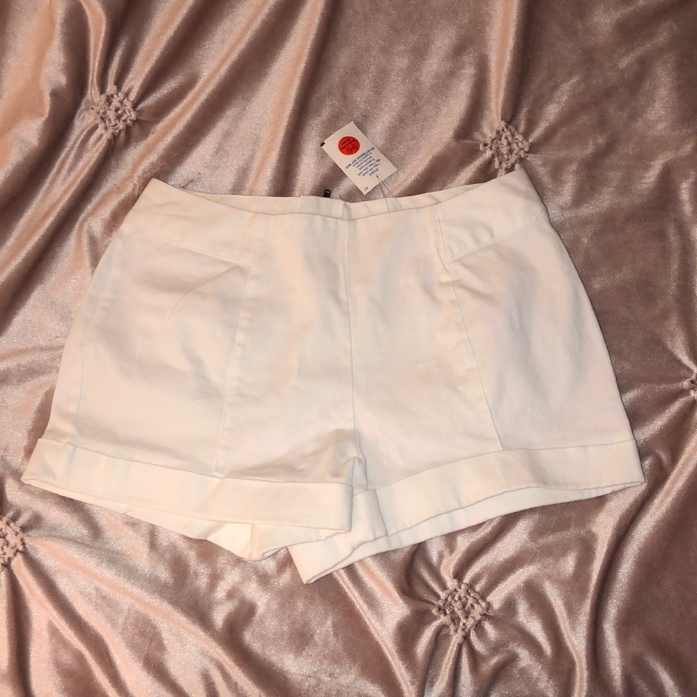 High waisted white shorts